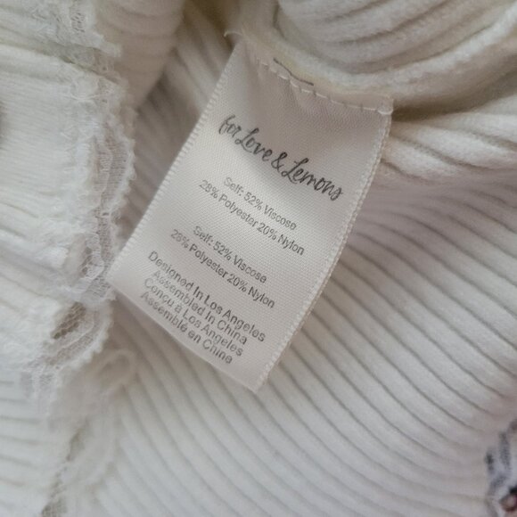 For Love & Lemons White Ribbed Button-Up Cardigan sz Medium - Picture 8 of 9